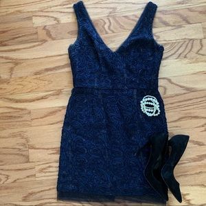 BCBG Max Azria Rosette V Neck Dress